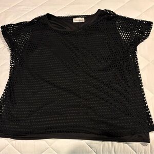 Elegant Black Mesh Short Sleeve Top